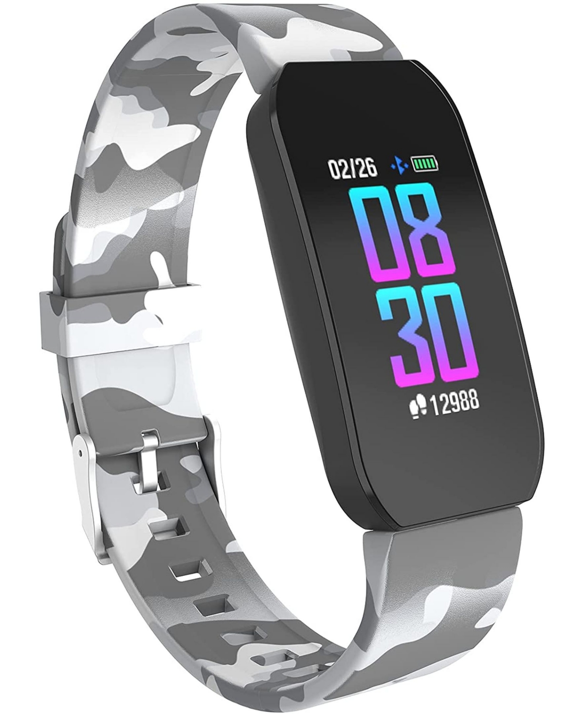 Itouch Unisex Gray Camo Silicone Strap Active Smartwatch 44mm
