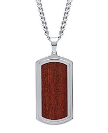 Men's Woodgrain Dog Tag in Stainless Steel Pendant Necklace