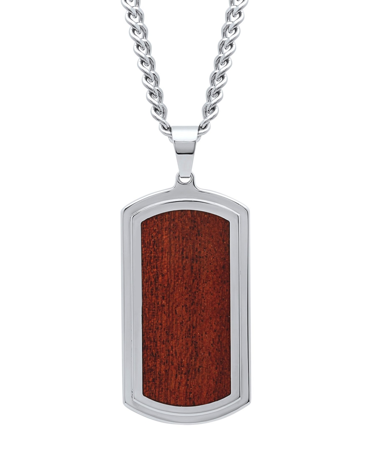 C & c Jewelry Men's Woodgrain Dog Tag in Stainless Steel Pendant Necklace
