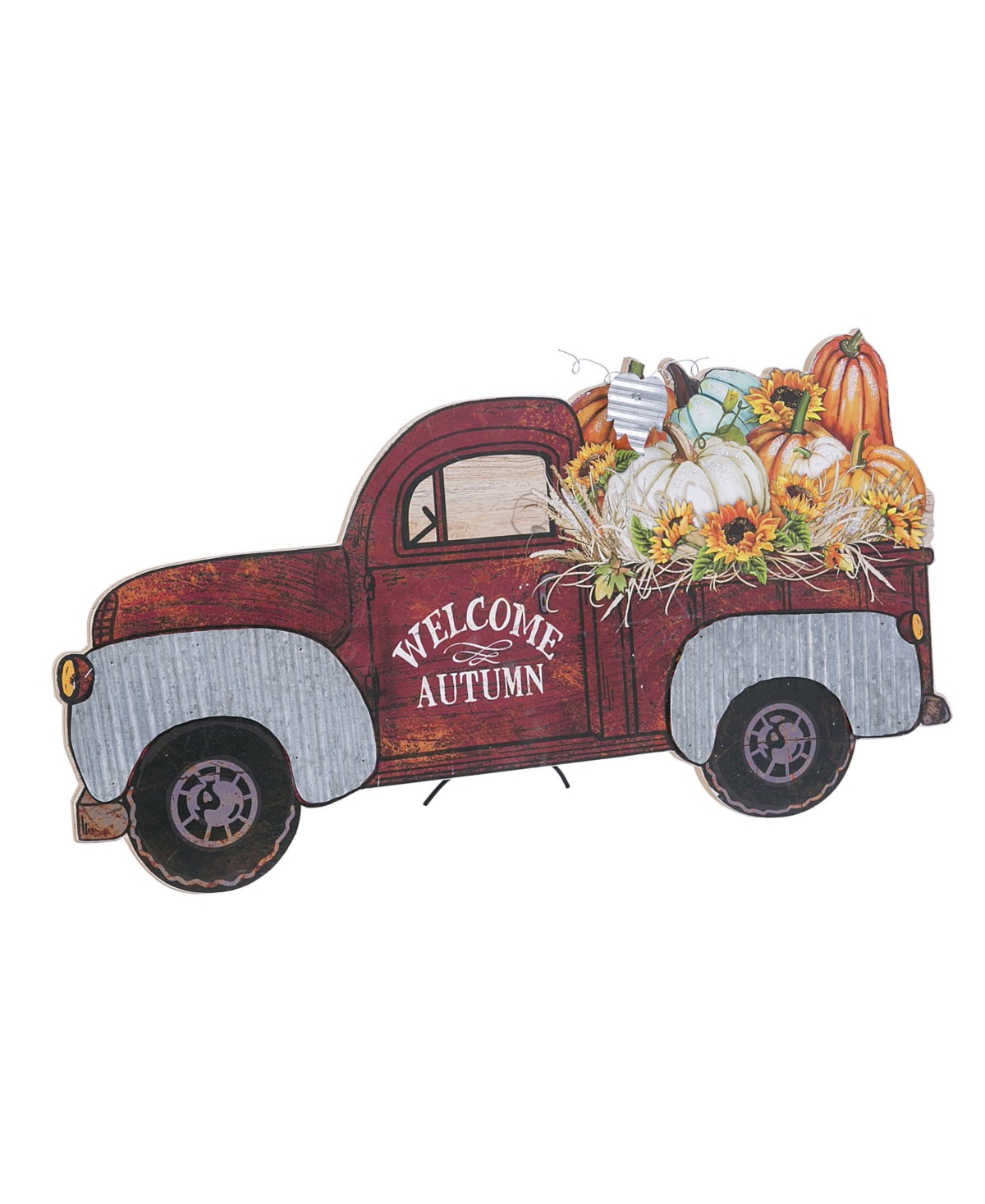 Painted Truck with Fall Filled Bed, 31.5" - Red