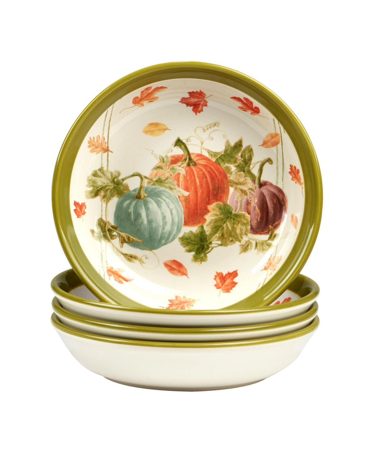 Certified International Autumn Harvest Set Of 4 Soup Bowl In Orange