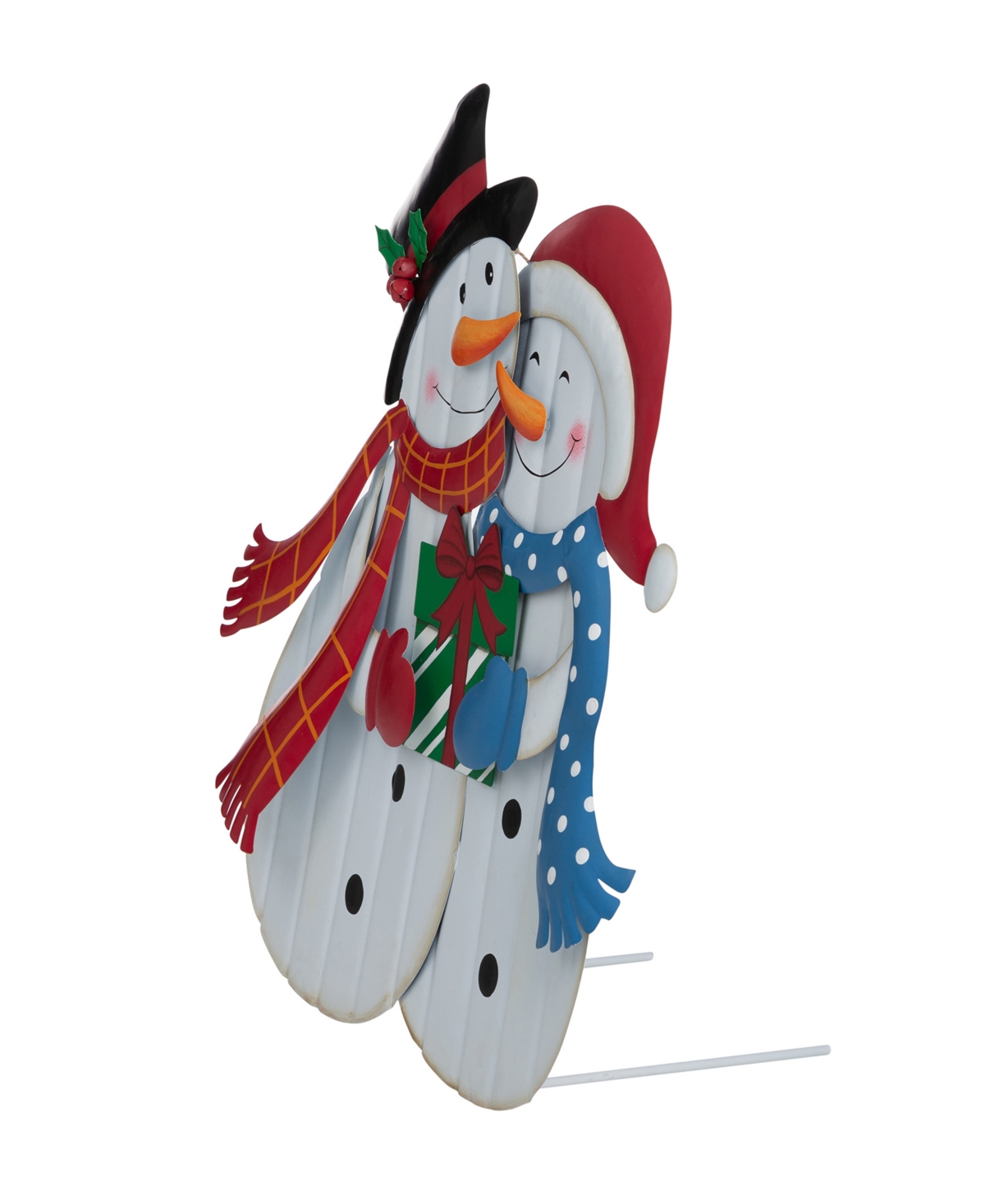 Glitzhome Metal Lovely Snowman Yard Stake or Standing Decor or Wall Decor, 30"