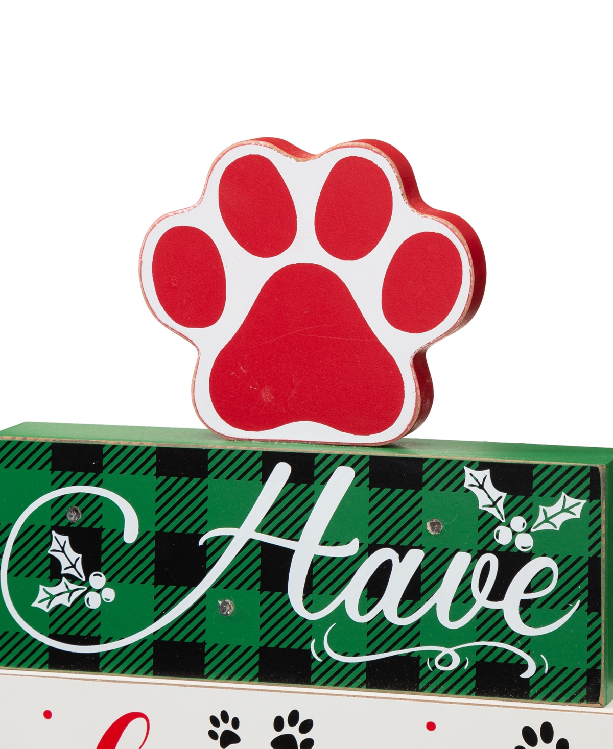 Glitzhome Lighted Wooden Pet Block Word Sign,
