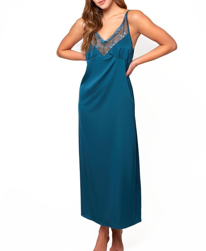 iCollection Women's Lucile Satin and Lace Long Gown - Macy's