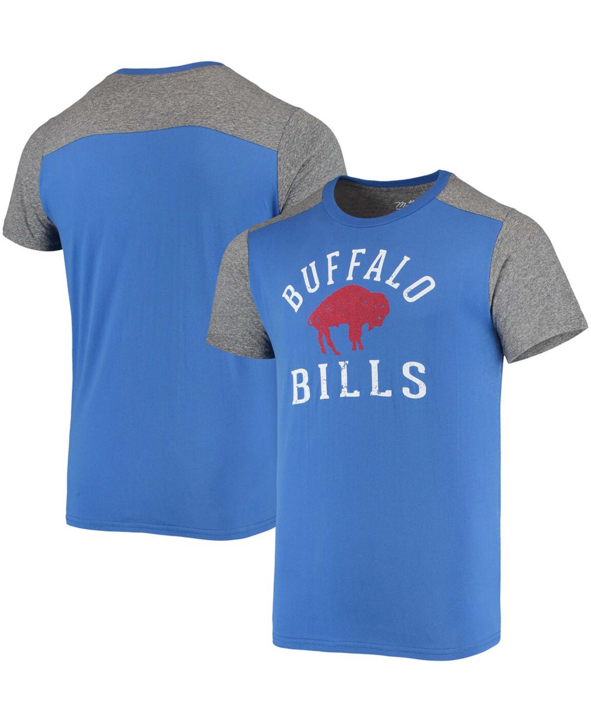 Majestic Men's Royal, Heathered Gray Buffalo Bills Gridiron Classics Field Goal Slub T-shirt In Royal,heathered Gray