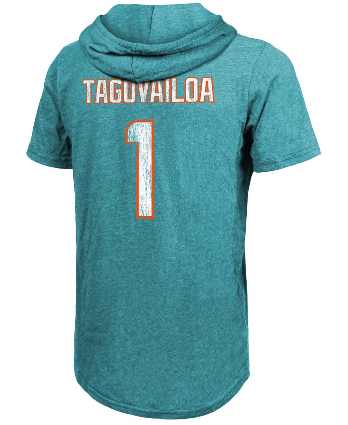 Men's Tua TagovailoaMiami Dolphins Player Name Number Tri-Blend Hoodie T-shirt - Aqua