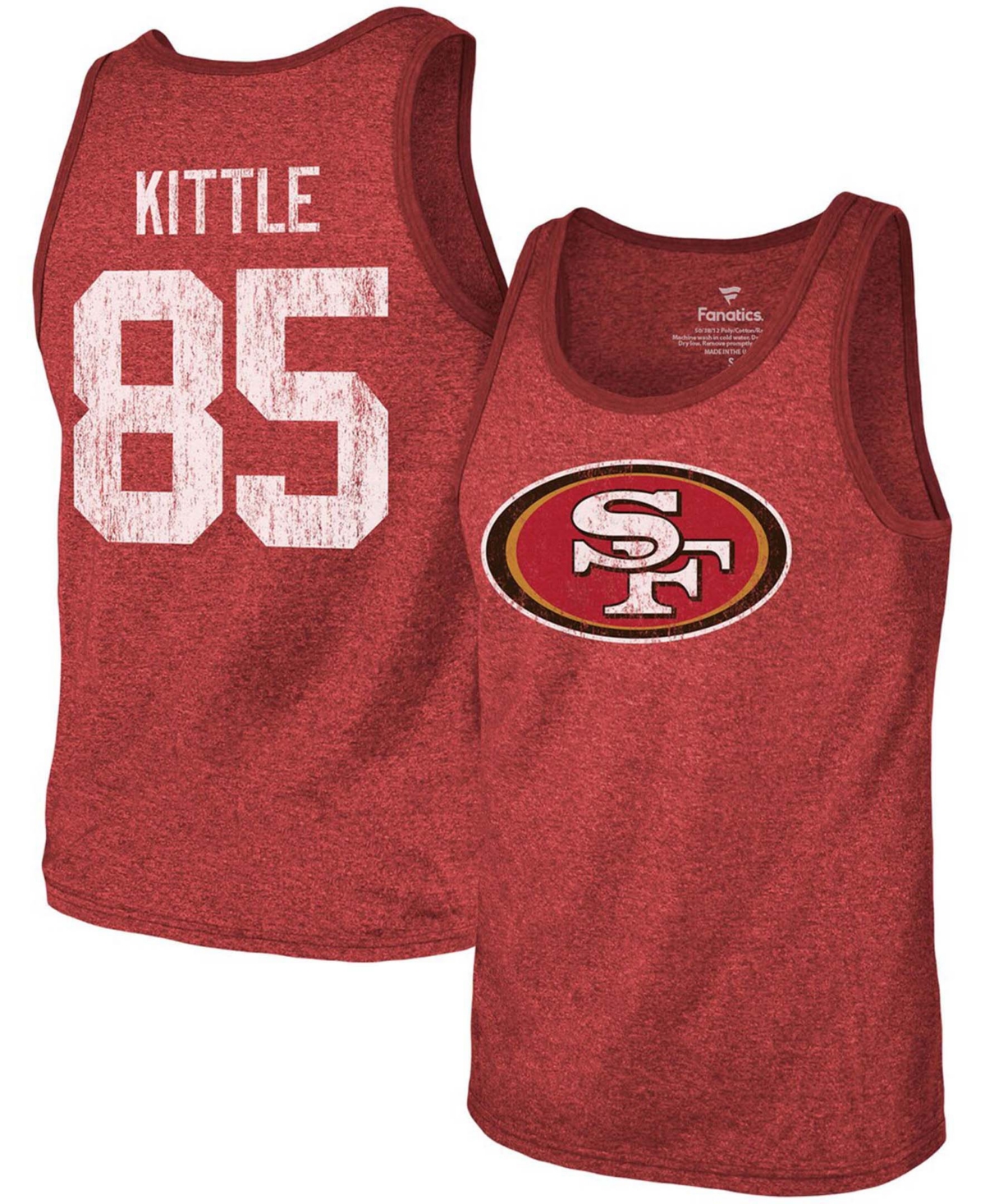 Fanatics Men's George Kittle Scarlet San Francisco 49ers Name Number Tri-blend Tank Top