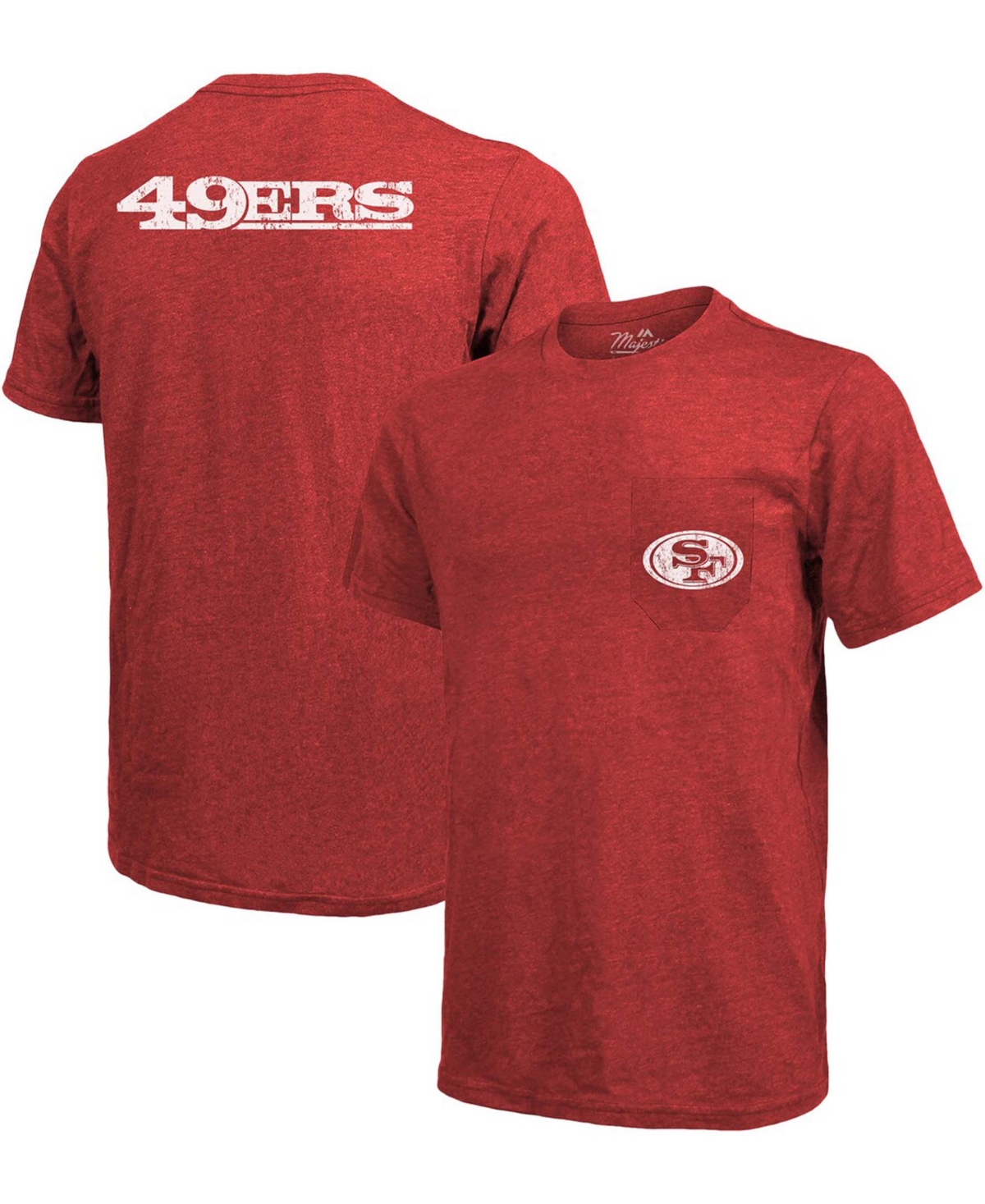San Francisco 49Ers Tri-Blend Pocket T-shirt - Scarlet - Scarlet