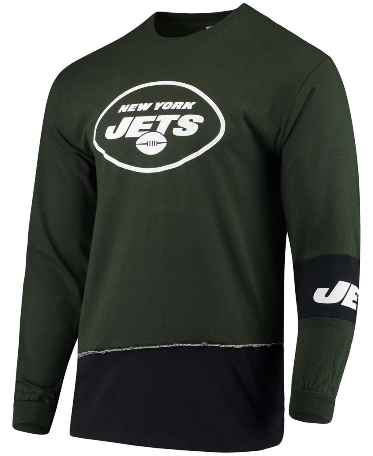Shop Refried Apparel Men's Green, Black New York Jets Angle Long Sleeve T-shirt In Green,black