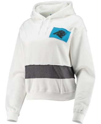 Women's White Carolina Panthers Crop Dolman Pullover Hoodie