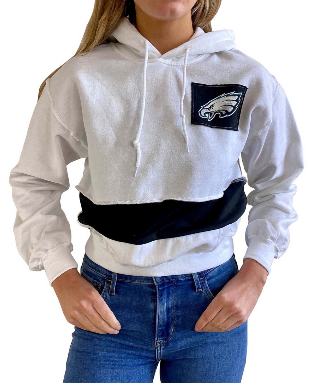 Women'sPhiladelphia Eagles Crop Pullover Hoodie - White