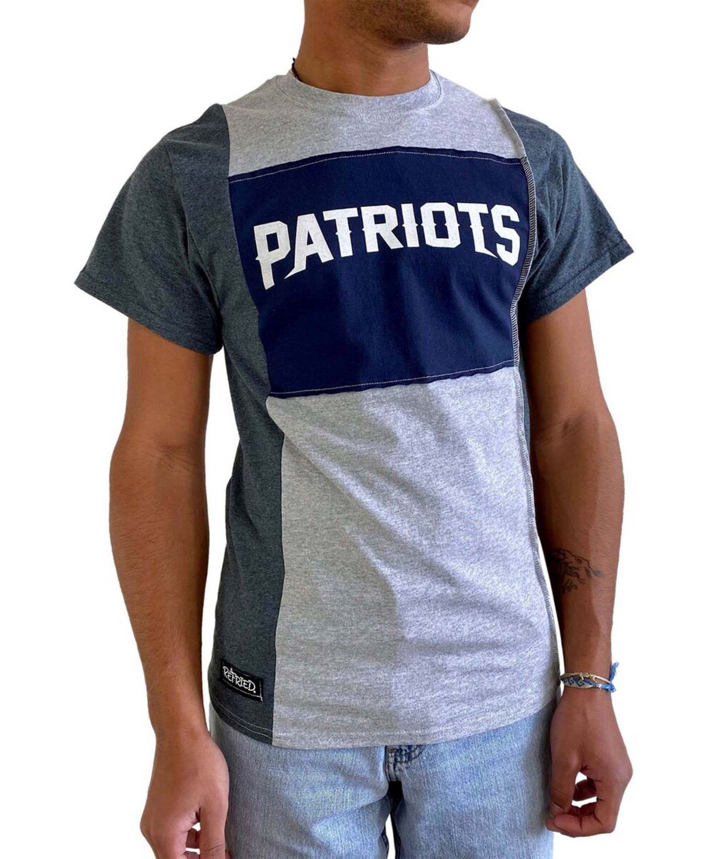 Мужская футболка Refried Apparel Heathered Gray New England Patriots Split — фото 1