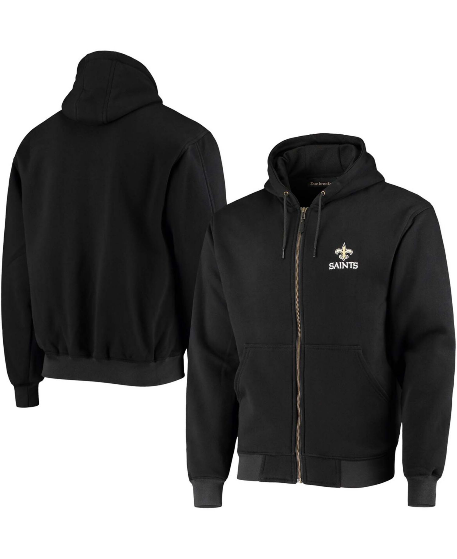 Men's Black New Orleans Saints Craftsman Thermal Lined Full-Zip Hoodie