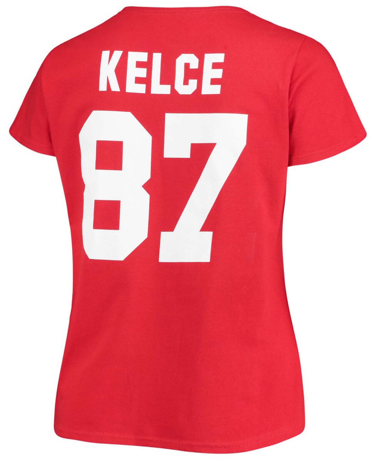 Women's Plus Size Travis KelceKansas City Chiefs Name Number V-Neck T-shirt - Red