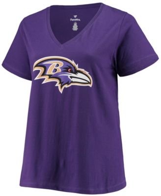 Women's Plus Size Lamar Jackson Purple Baltimore Ravens Name Number V-Neck T-shirt