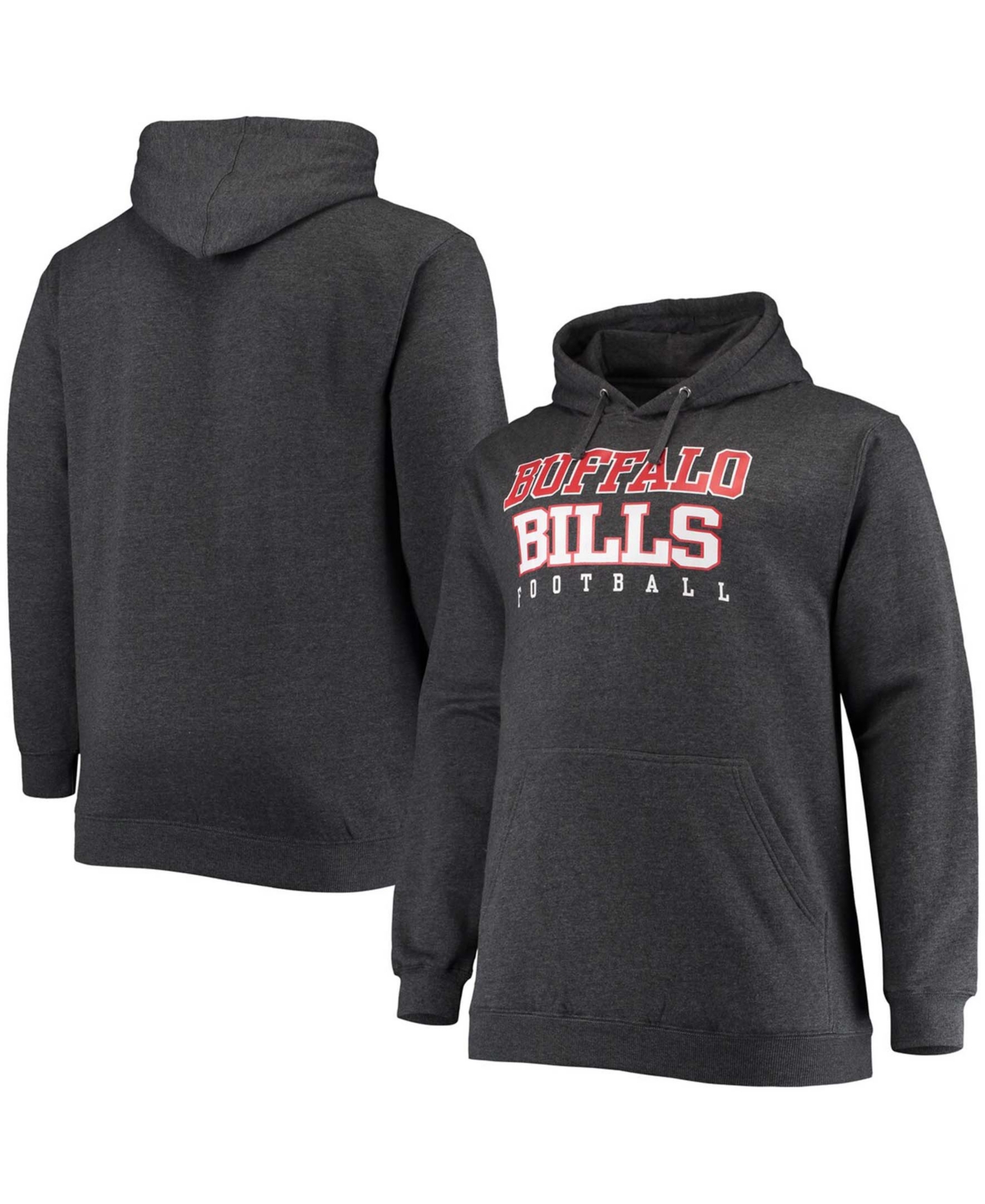 Fanatics Men's Heathered Charcoal Buffalo Bills Big And Tall Practice Pullover Hoodie In Heather Gr
