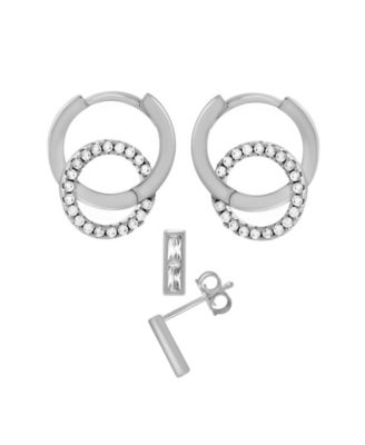 2-Piece Bar Post Click Top Hoop Earrings Set