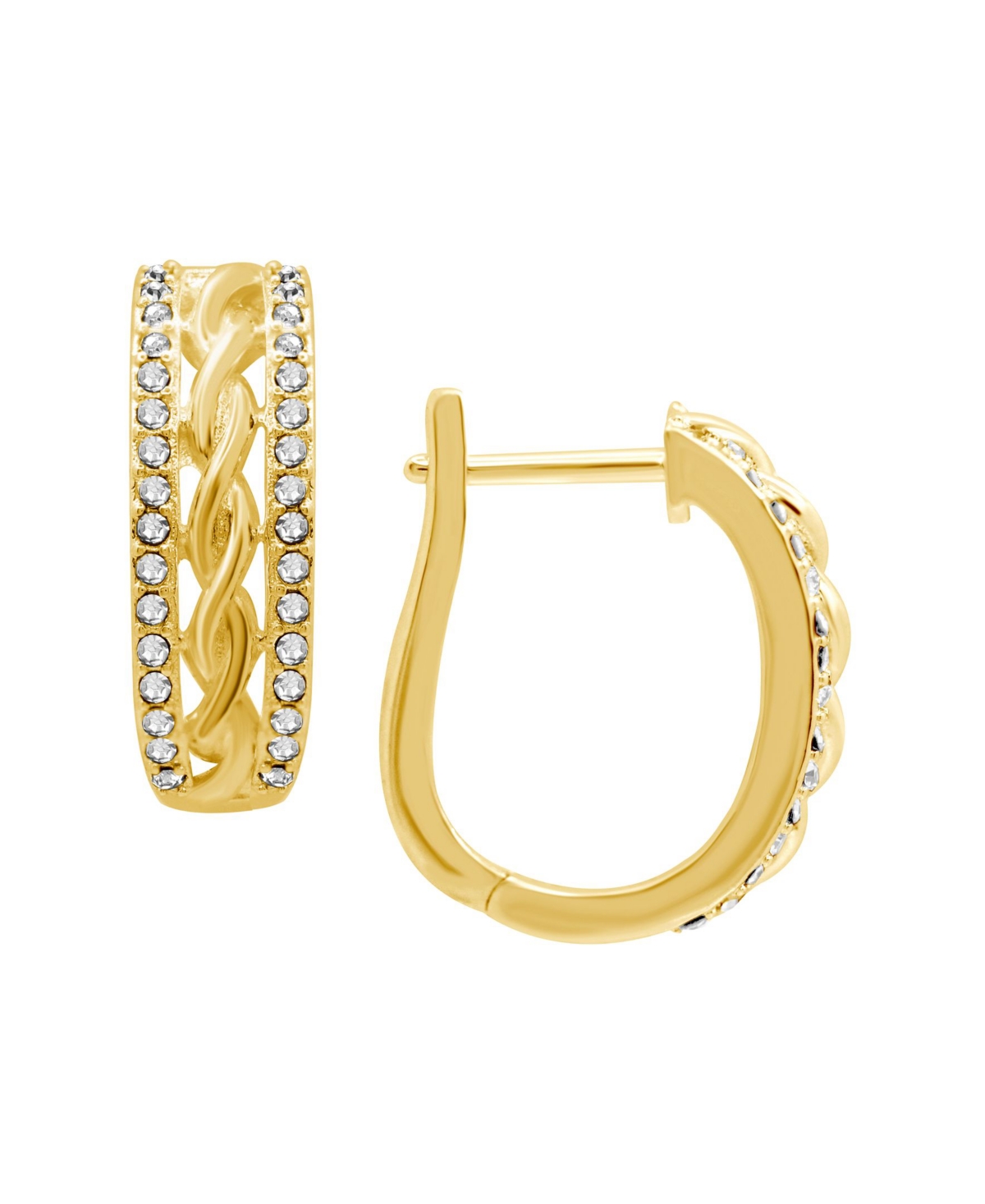 Silver or Gold Plated Twist Center Hinge Hoop Earrings - Gold-Plated