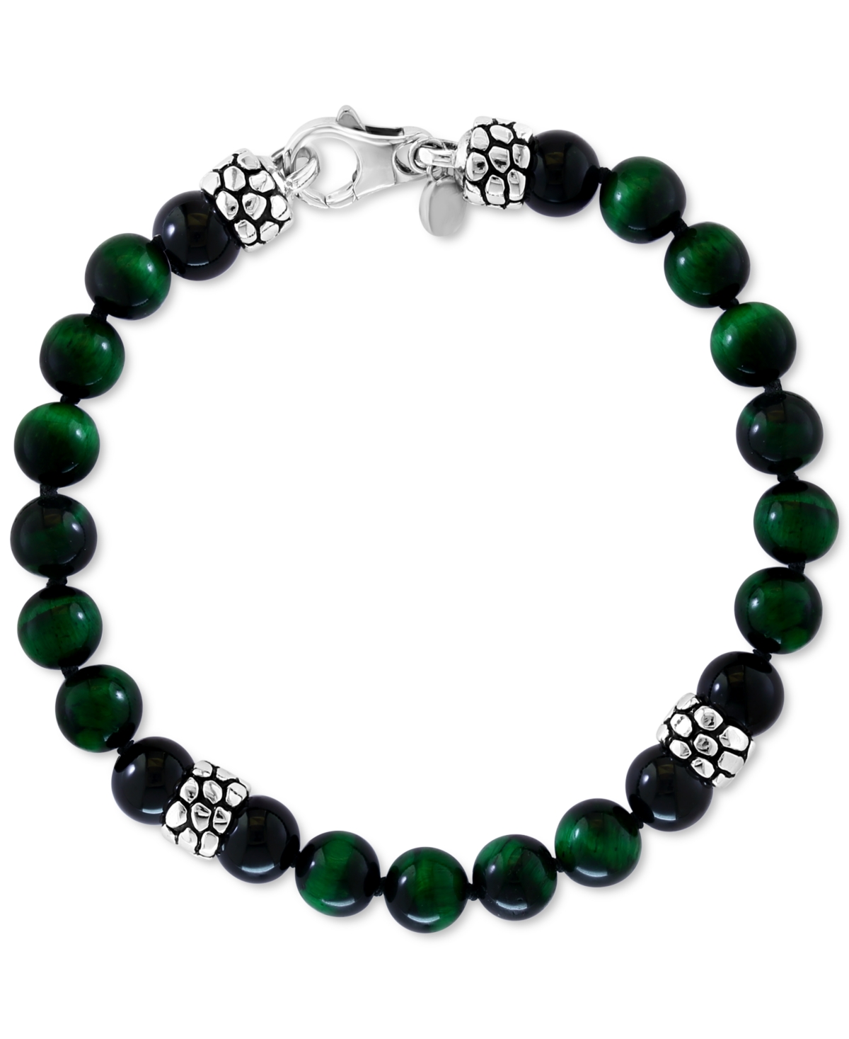 Effy Men's Green Tiger Eye & Onyx Bead Bracelet in Sterling Silver - Sterling Silver