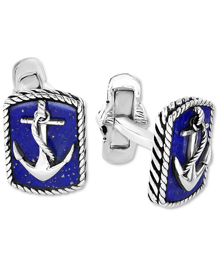 EFFY Collection - Men's Lapis Lazuli Anchor Cufflinks in Sterling Silver