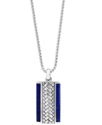EFFY&reg; Men's Lapis Lazuli Woven-Look 22" Pendant Necklace in Sterling Silver