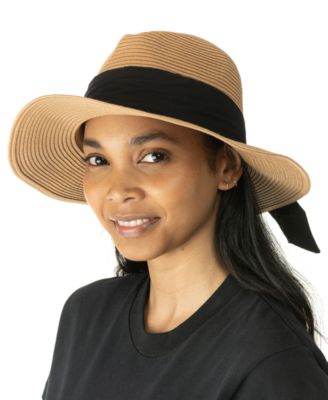 Wide Tie-Trim Packable Panama Hat 