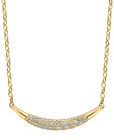 EFFY® Diamond Pavé Curved 18" Bar Necklace (3 ct. t.w.) in 14k Gold
