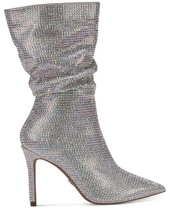 Thalia Sodi Women's Raquell Rhinestone Slouch Dress Boots - Macy's