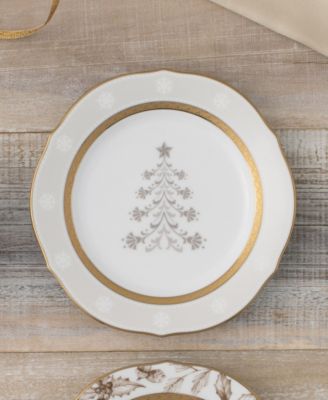 Charlotta Gold Set of 4 Holiday Tree Accent Plates, 9"