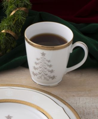 Charlotta Gold Set of 4 Holiday Tree Mugs, 12 oz.