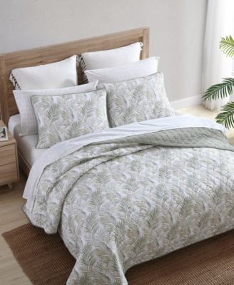 CLOSEOUT! Maui Palm Cotton Reversible 3 Piece Quilt Set, King