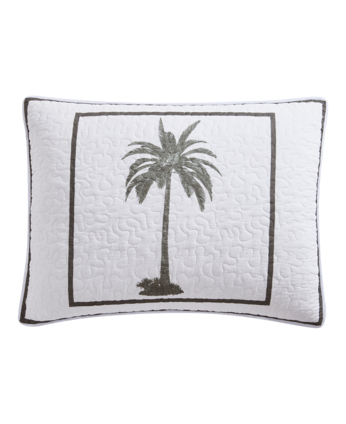 Palm Island Cotton Sham, Standard - Open Gray