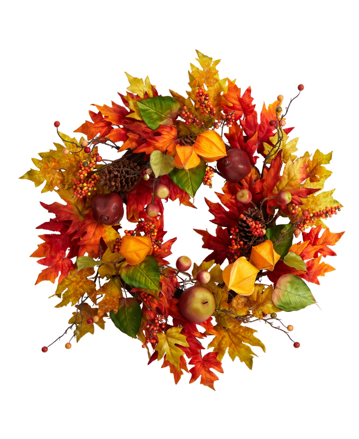 Autumn Maple Leaf and Berries Fall Artificial Wreath