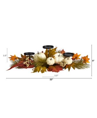 22" Fall Pumpkin and Maple Leaf Autumn Candelabrum