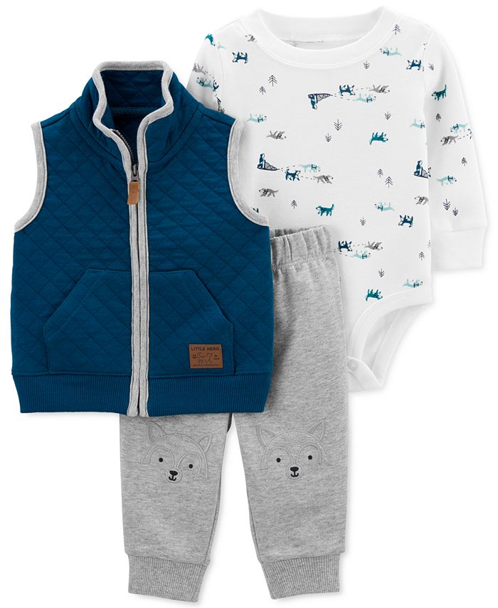 Carter s Baby Boys 3 Pc. Quilted Vest Printed Bodysuit