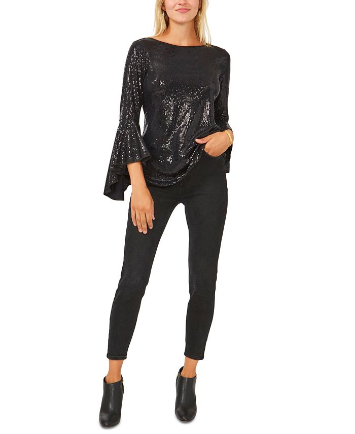 Vince Camuto Metallic Knit Flutter Sleeve Top Macy's