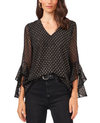 Vince Camuto Clip-Dot Bell-Sleeve Top & Reviews - Tops - Women - Macy's