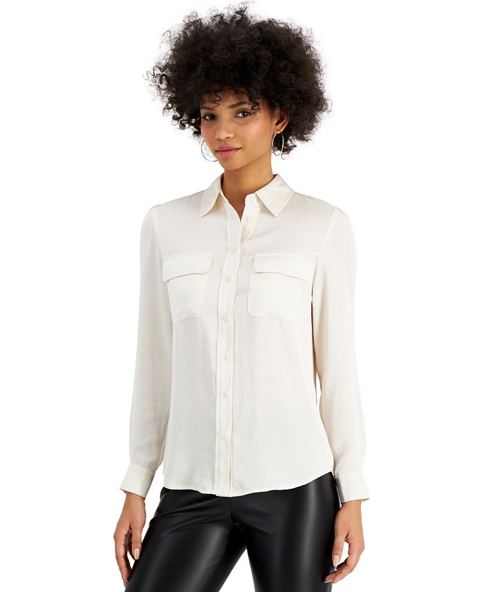 Bar III Solid Two-Pocket Blouse, Created for Macy's & Reviews - Tops ...