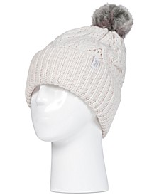 Women's Solna Cable-Knit Roll Up Hat With Pom-Pom 