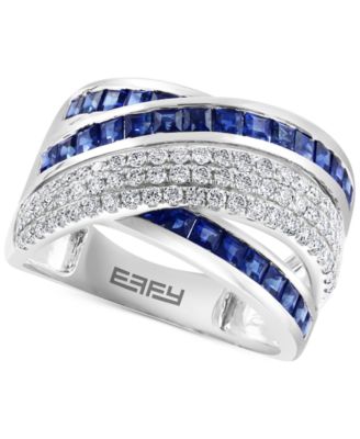 EFFY Collection - Sapphire (1-5/8 ct. t.w.) & Diamond (1/2 ct. t.w.) Crossover Statement Ring in 14k White Gold