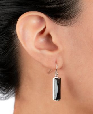 Color Crystal Rectangle Drop Earrings in Sterling Silver