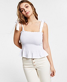 Cotton Smocked Peplum Top, Created for Macy's
