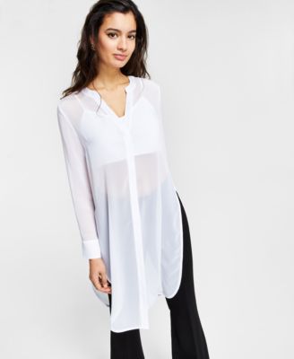Bar III Semi-Sheer Tunic Blouse 