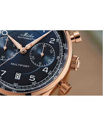 Mido - Men's Swiss Automatic Chronograph Multifort Brown Leather Strap Watch 42mm