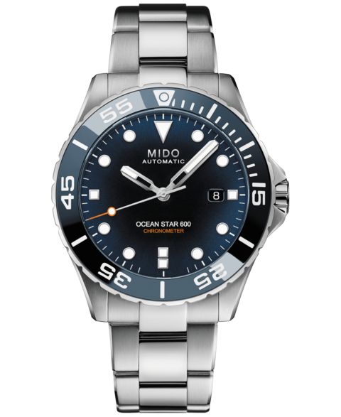 Мужские часы Mido Swiss Automatic Ocean Star 600 Chronometer Stainless Steel Bracelet Watch 44mm