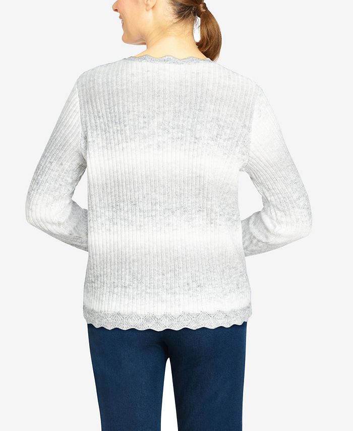 Alfred Dunner Women's Casual Ombre Lightweight Sweater - Denim Color, Pull-On Style (Size S) - View #10