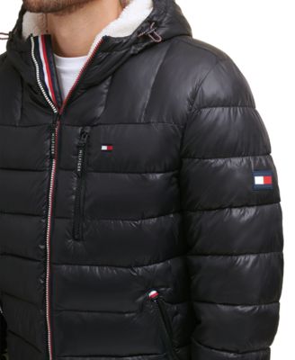 Men's  Sherpa Lined Hooded Quilted Puffer Jacket