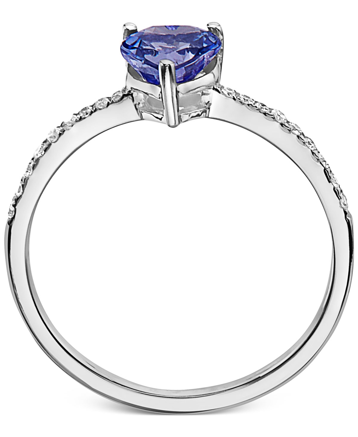 Effy(5/8 ct. t.w.) & Diamond (1/10 ct. t.w.) Heart Ring in Sterling Silver - Tanzanite
