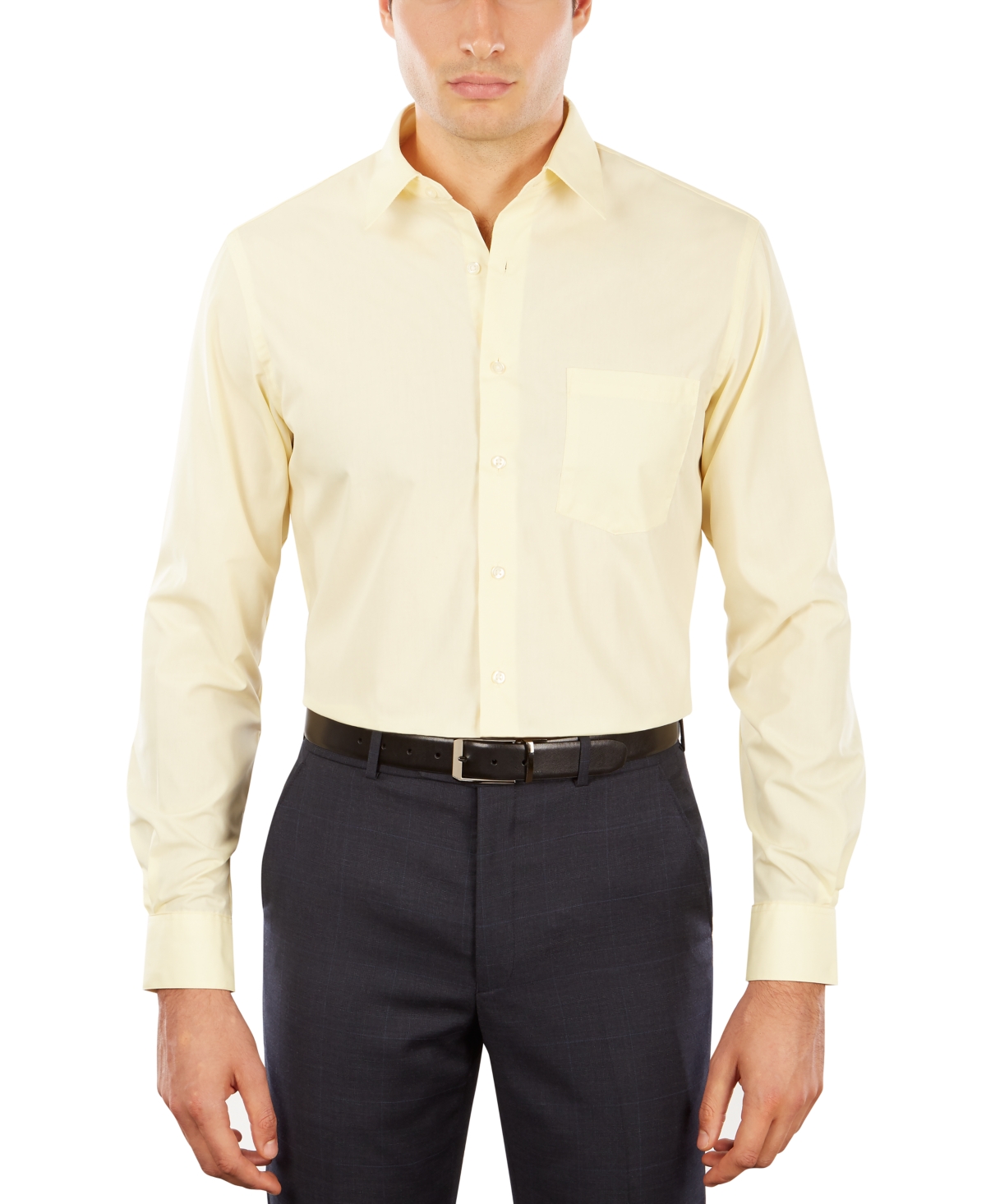 Men's Athletic Fit Poplin Dress Shirt - Lemon Glaze