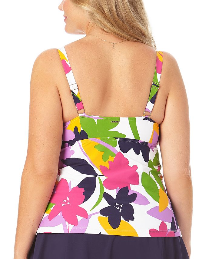 Anne Cole Plus Size Printed Underwire Ruched Tankini Top Macys 8354